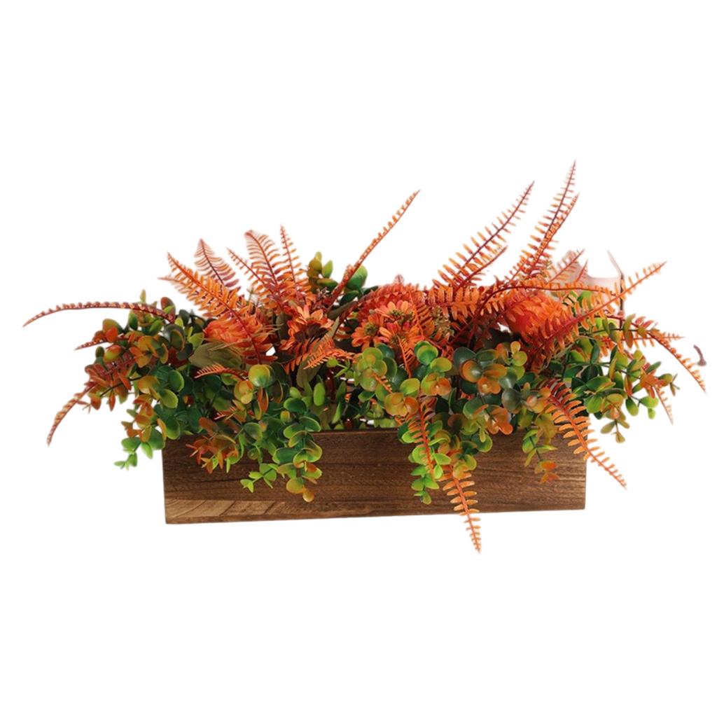 Artificial Flower Wooden Box Ornament, Artificial Flower Bouquet, Home Decoration, Dining Table Center Green Plant Decoration.