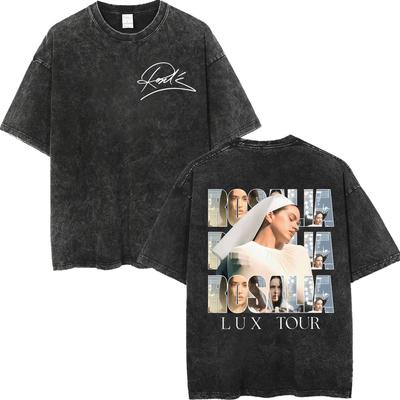 Vintage Washed Rosalia LUX Tour  Graphic T Shirts Men Women Fashion Aesthetic Tshirt Summer Casual Loose Cotton Tshirts