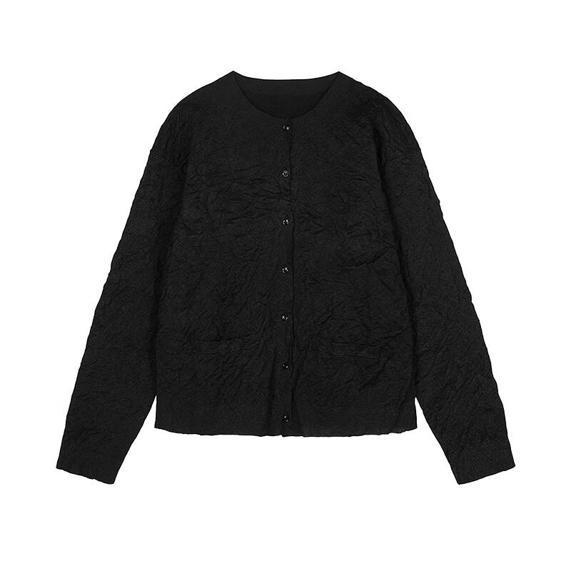 JNBY 2025 Spring Loose Round Neck Open Front Knit Cardigan