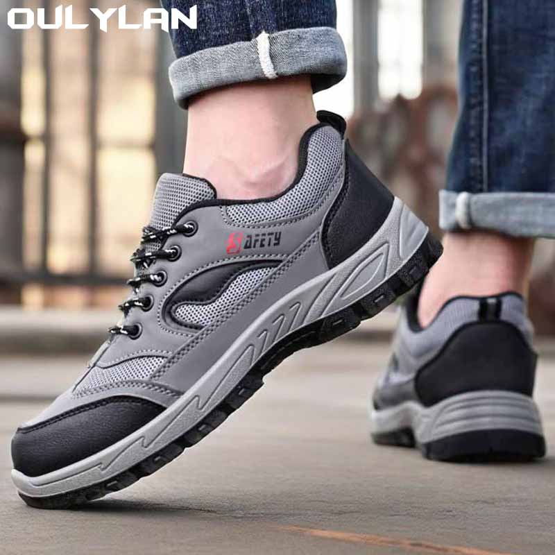 Oulylan Tactical Boots Anti Smashing Outdoors Labor Shoes Indestructible Comfortable Breathable Safety Work Boots Sneakers