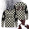 Personalized Color Checkered Motocross Long Sleeve Shirt Custom Rider Name Dirt Bike 3D Printed T Shirts Loose