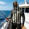 Men’s Casual Hooded Long Sleeve Sun Protection Top with Independence Day Print Lightweight Pullover for Outdoor Activities