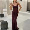 New Style Suspender Mesh Patchwork Tulle Ribbon Long Dress Evening Gown