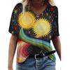Women's T-shirt 3D Pattern Printed Casual Short Sleeved V-Neck Top Fashionable Street Women's Clothing