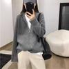 Autumn and Winter New Loose Stand-up Neck Sweater Jacket Women Wear Lazy Style Solid Color Zipper Knitted Cardigan Top