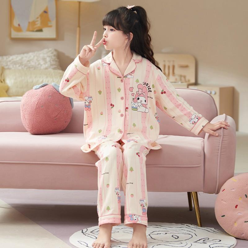 Girls Cotton Pajama Set Long Sleeve Hoodie Style Sleepwear Kids 8-14 Years Winter Home Wear