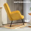 Vintage Rocking Chair, Curved Rockers, Thick Padding, Beech Wood & Steel, Yellow