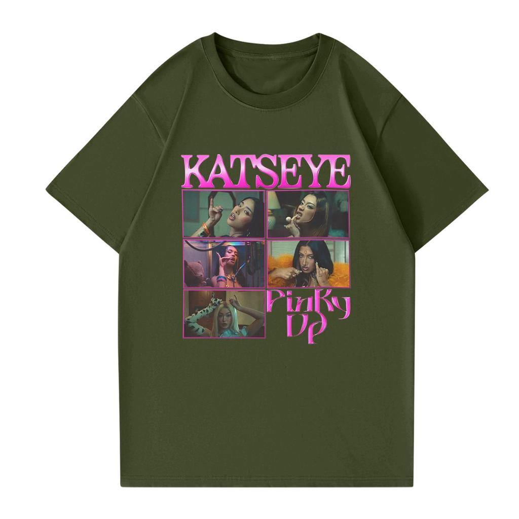 Damski casualowy modny top T-shirt z okrągłym dekoltem, krótkim rękawem i casualowym nadrukiem
