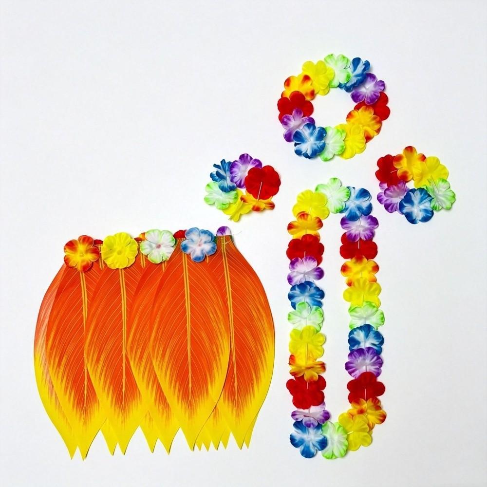 5Pcs Grass Skirt Complete Dance Outfit Simulation Leaf Unisex Beach Party Wear Festival Party