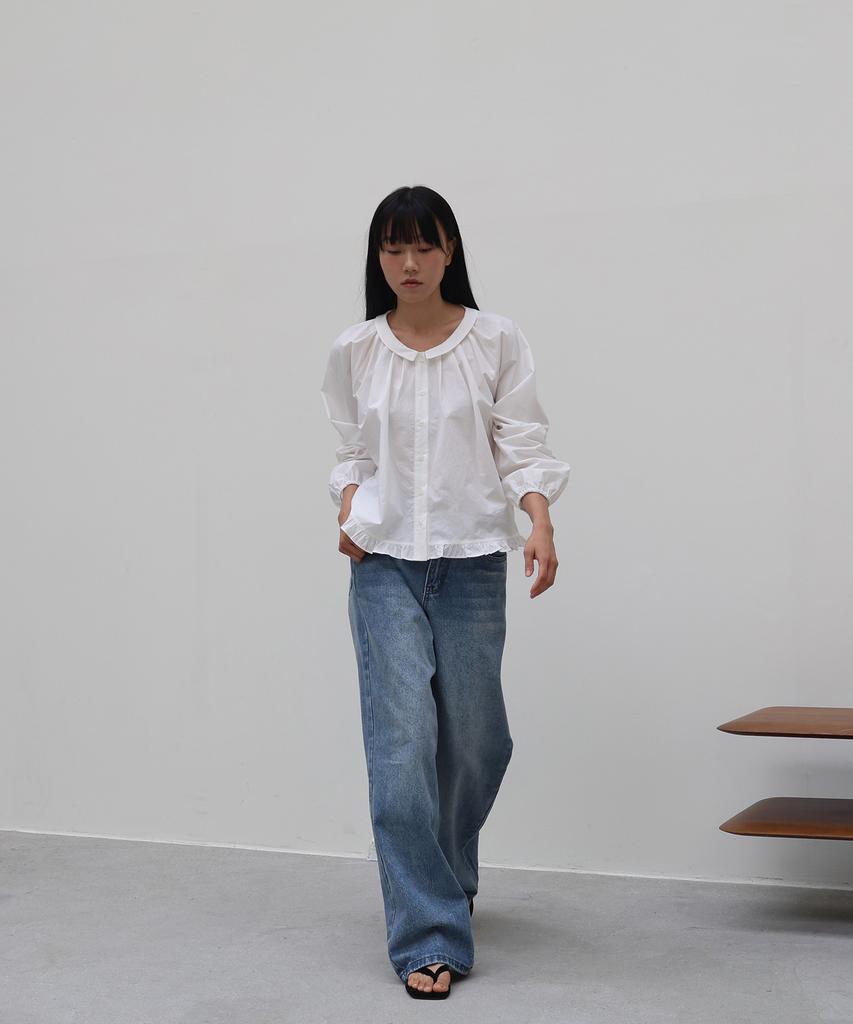 Millieonkoleu Week Medium Blue Wide Denim Pants