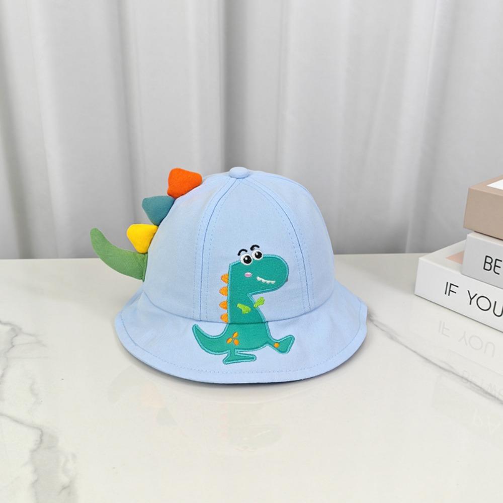 Korean Style Cartoon Dinosaur Bucket Hat Wide Brim Sun Protection Fisherman Cap 3D Toddler Sun Hat Outdoor Use