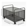 Mobile book trolley, open wire mesh storage trolley with handles, furniture