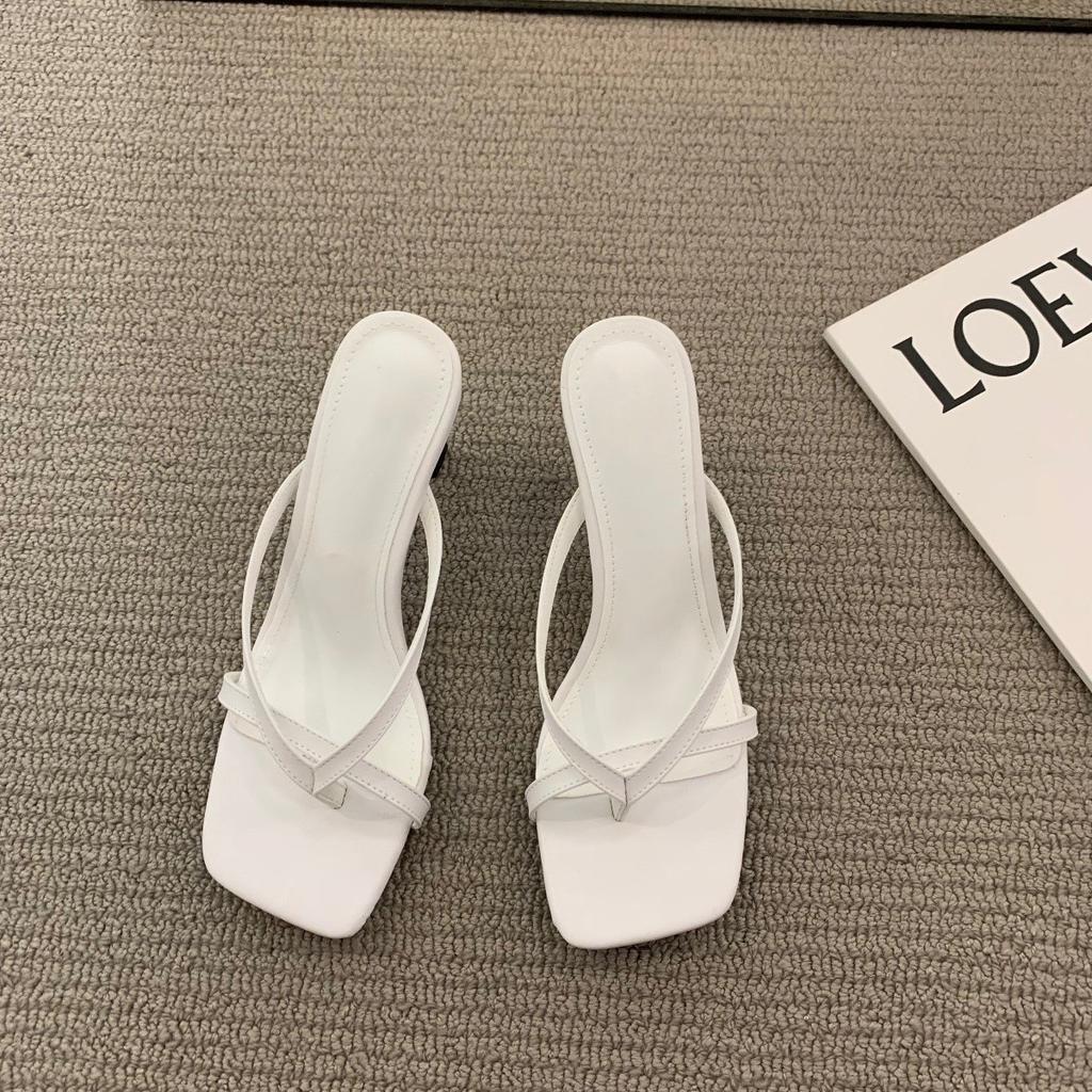High heel niche cool slippers fairy shoes new outer wear toe fashion stiletto sandals