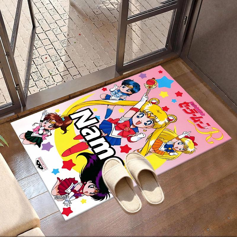 Covor Personalizat cu Nume și Imprimeu Sailor Moon, Covor Versatil pentru Decor Acasă, pentru Cameră de Joacă, Apartament, Balcon, Hol de Intrare, Hol Cadou
