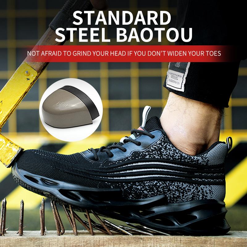 Fashion Steel Toe Safety Shoes Man Lightweight Breathable Mesh Work Shoes Protective Anti-slip Sports Safety Work Sneakers for Men Women