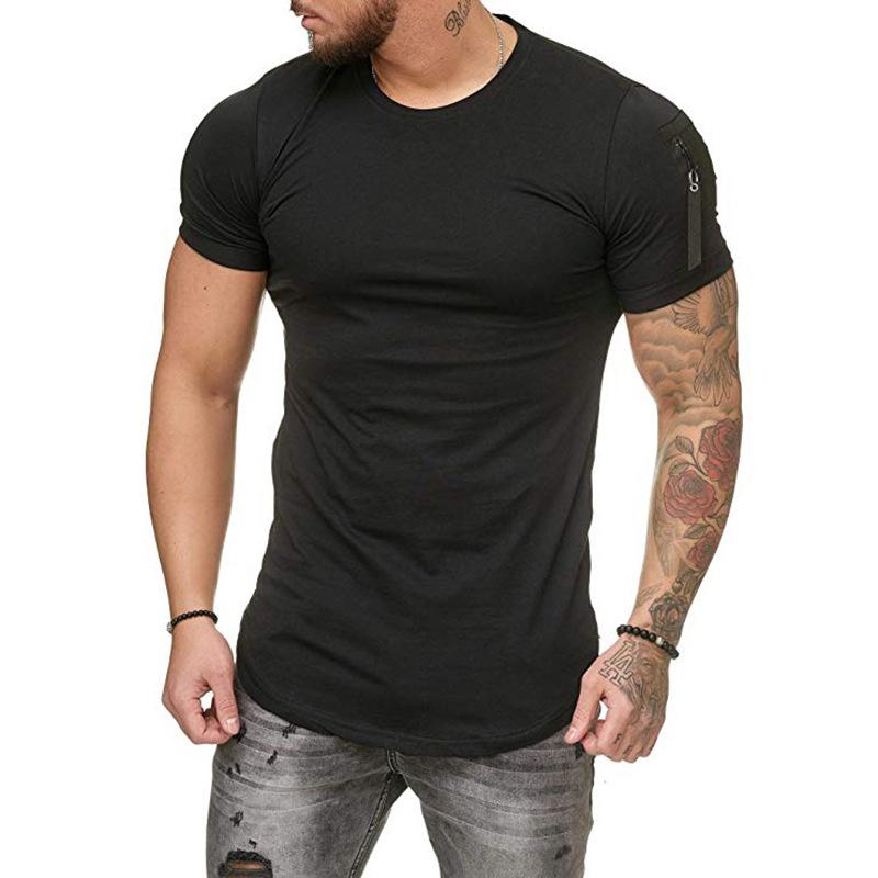 Mens Fashion Solid Color Fitness Tops Short Sleeve Casual Cotton Tee T-shirts
