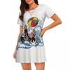 Cartoon Comic Damen Oversized Rundhals Modisches Lockeres Lässiges Sommerkleid mit Kurzen Ärmeln