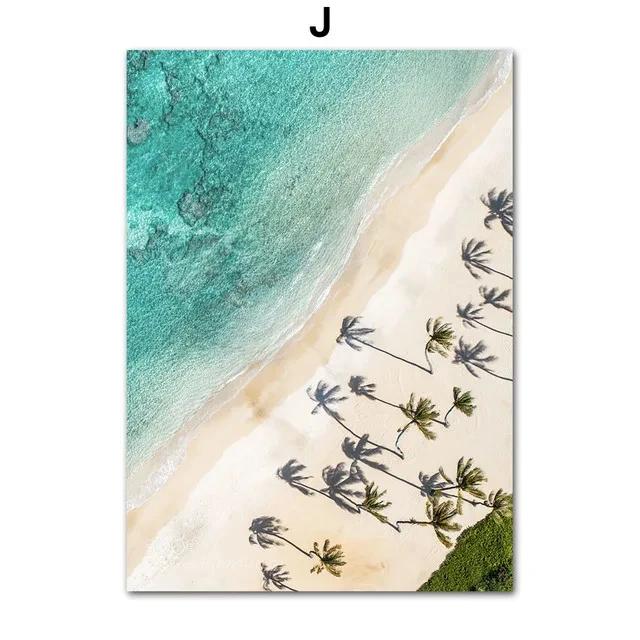 Green Beach Scenery Seascape Landscape Aesthetic Canvas Painting Posters and Prints Wall Art Picture For Living Room Decoration