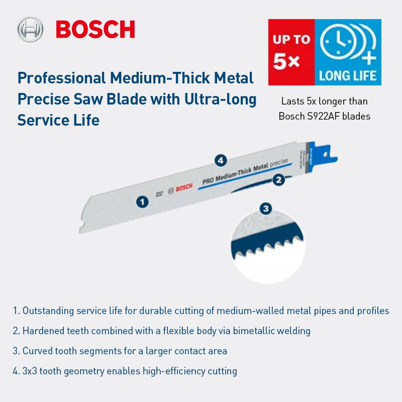 Bosch Saw Blades Pro Medium-Thick Metal Precise Reciprocating Saw Blades