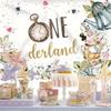 2D Alice in Wonderland Thema Eerste Verjaardag Foto Booth Banner