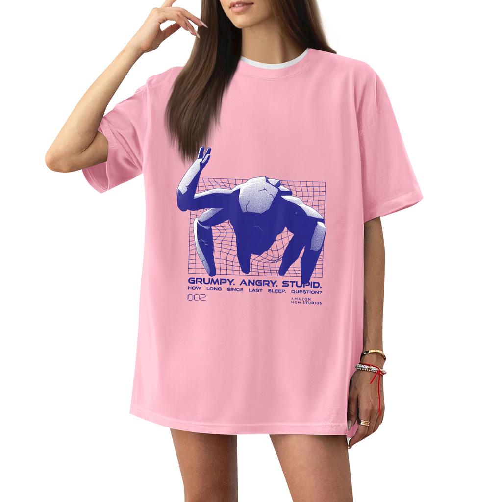 Women's Casual Printed T-Shirt Round Neck Pullover Short Sleeve Top