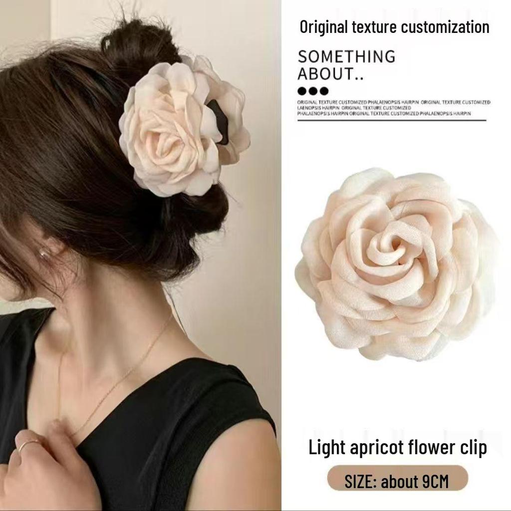 Caro Floral Rose Hair Claw Clip for Women - European & American Style, Summer Headdress