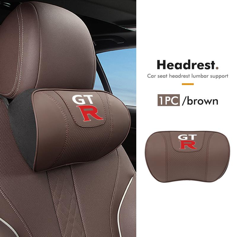 For Nissan PU Leather Car Seat Neck Pillow Headrest Rest Cushion Accessories GTR NISMO JDM R32 R33 R34 Teana Skyline Kawasaki