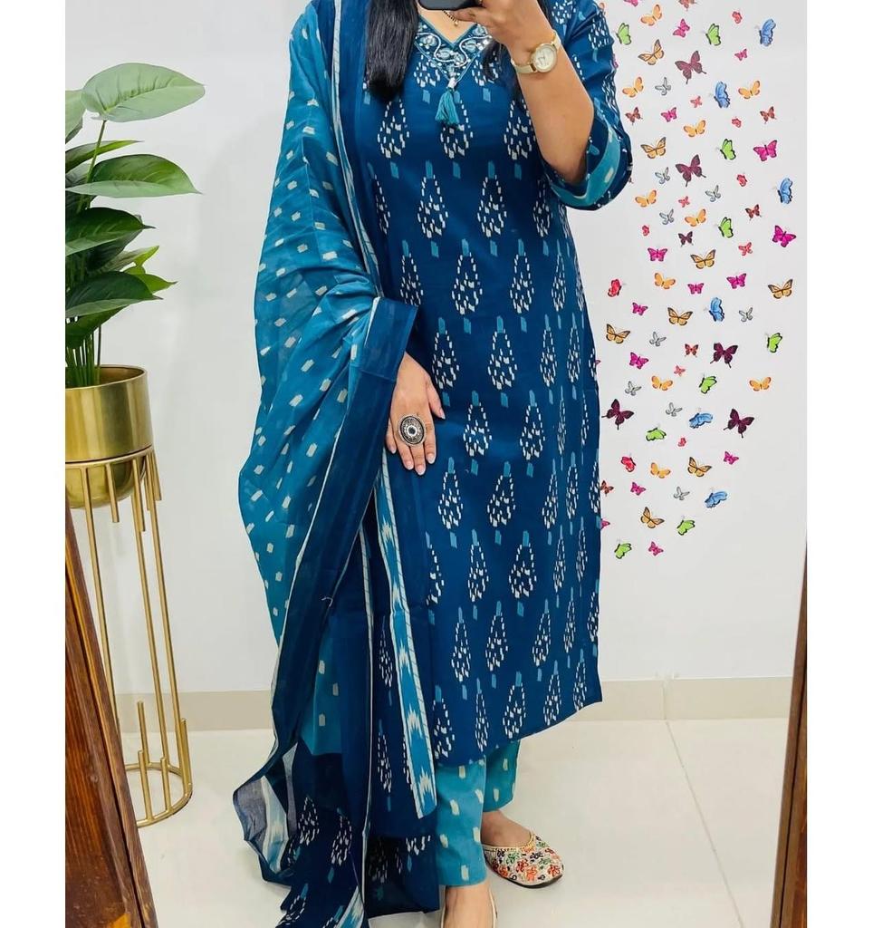 Women Party Wear Kurta Pant Dupatta Set Indian Party Wear Top Tunic Kurti Salwar Kameez
