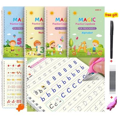 Cadernos de exercícios de escrita Inglês Groove Magic Practice Copybook Livro infantil Aprendizagem de números Letras Alfabeto Caligrafia Presente