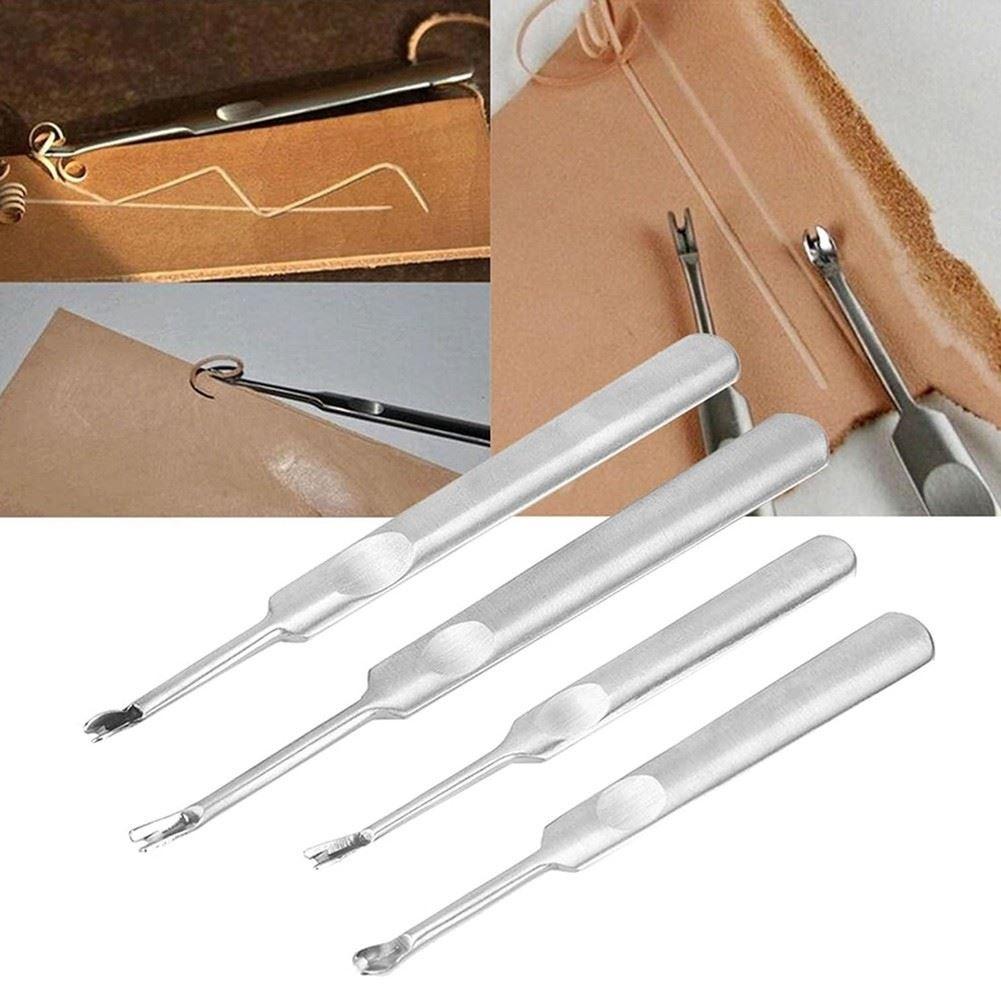 DIY Leather Craft Tools Leather Groover 4Pcs Leather Carving Tool Leather