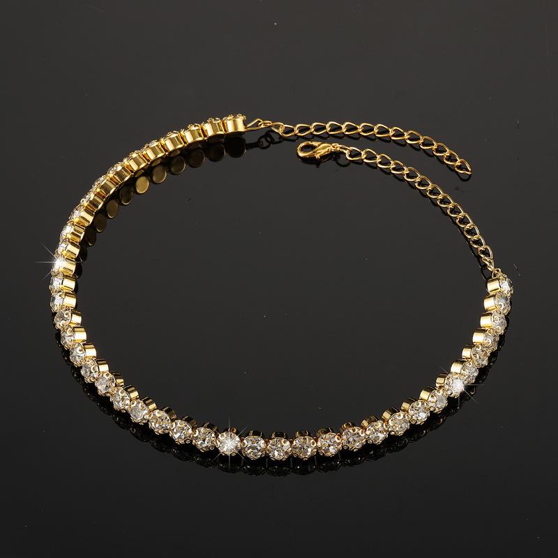 Bridal Diamond Collar Set Jewelry Full Diamond Crystal Necklace Earrings Bracelet Three-piece Set