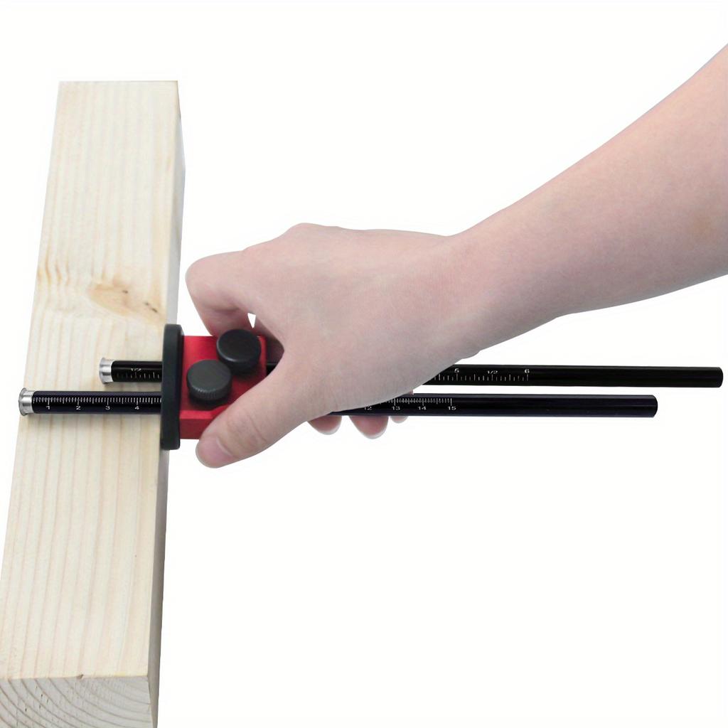 Double Head Wheel Marking Gauge - Aluminum Parallel Line Drawing Tool with Graduated Inch & MM Scale for Woodworking