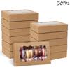 30Pcs Cake Bakery Boxes With Window For Chocolates Candy Dessert Cupcake Packing Birthday Party Wedding Supplies Christmas Gifts