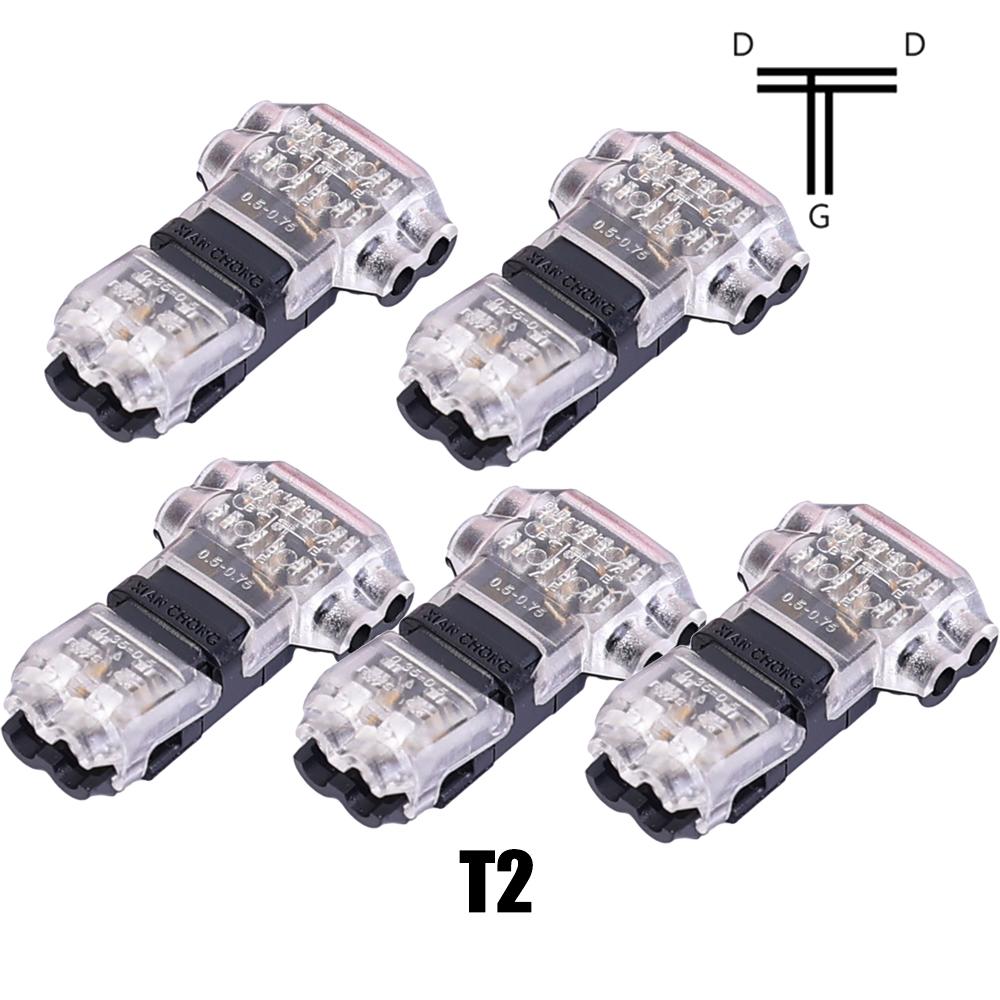 2Pin Wire Connector Car Audio Universal T/H Type Conductor Quick Splice Crimp Terminal Block for 18-22AWG Stranded Solid Wire