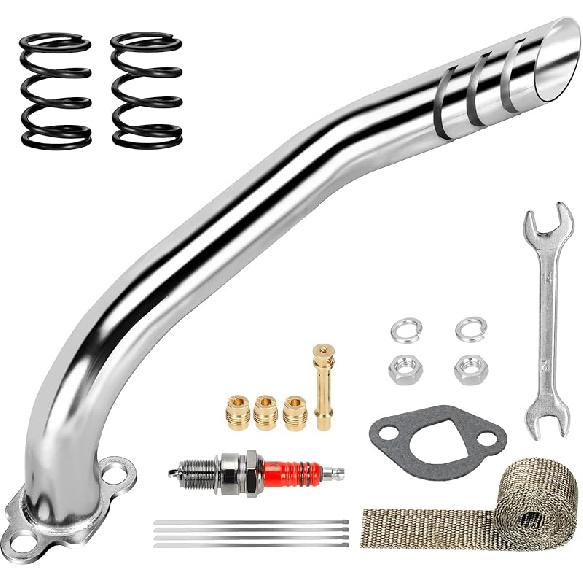 212Cc Exhaust Pipe Kit Compatible With Predator 212 196Cc 224Cc Coleman Mini Bike CT200U CT200U-EX BT200X KT196 Go Kart Baja Warrior GX160 GX200 OHV