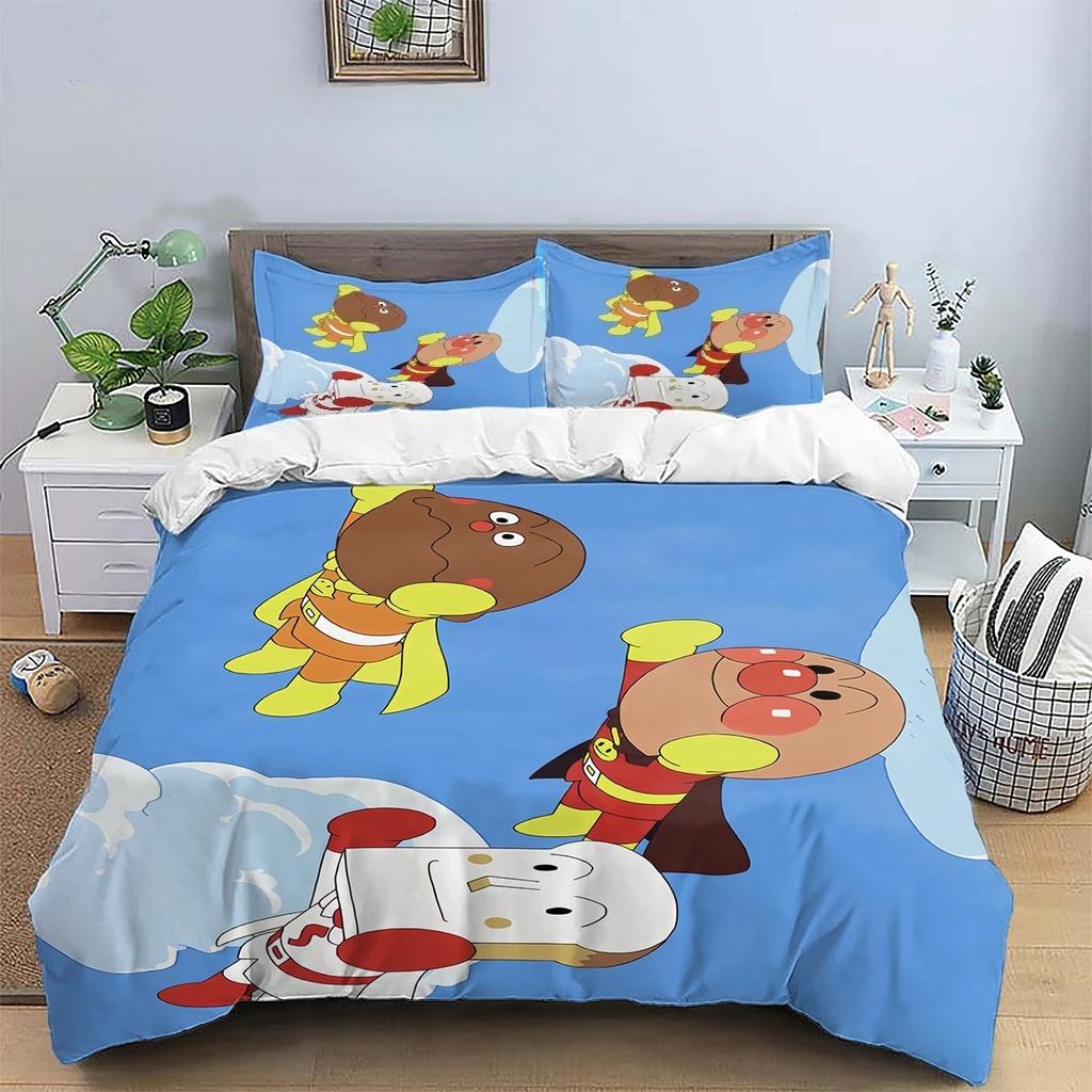 Anpanman Squad Bedding Set Double Twin Full Queen King Kids Bedclothes Duvet Cover Pillowcase Decoration Christmas Gifts