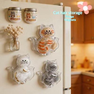 Cat Hair Storage Fridge Magnets Cat Whisker Holder Cat Hair Collection Fridge Magnets Pet Fur Keepsake Capsule DIY Souvenirs