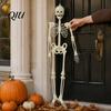 Glow Skeleton for Window Halloween Decor, 90cm-1.5m Fluorescent Fake Skull Prop Hanging Ghost Decorations Haunted House, Articulated Plastic Bar Party