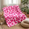 Rosa Leopard Liebesherz Thema Decke Leichte Warme Flanelldecke Dekorative Überwurfdecke für Heimdekoration