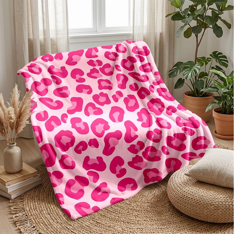 Rosa Leopard Liebesherz Thema Decke Leichte Warme Flanelldecke Dekorative Überwurfdecke für Heimdekoration