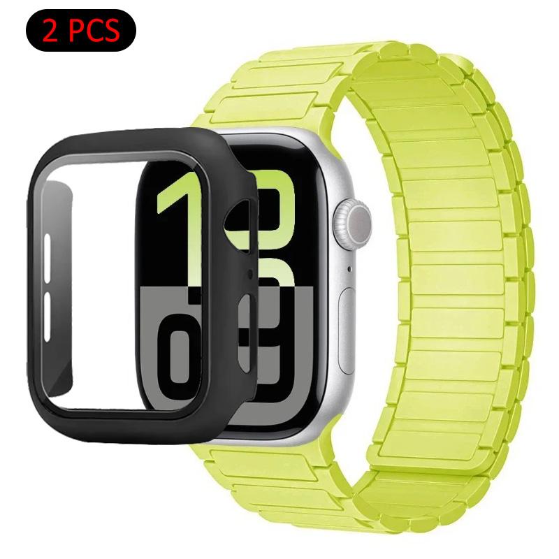 Silicone Strap+Case For Apple Watch Ultra 3/2/1 49mm 11 10 46mm 42mm Magnetic Band iWatch 9 8 7 45mm 41mm 6 5 SE 44mm/40mm Cover