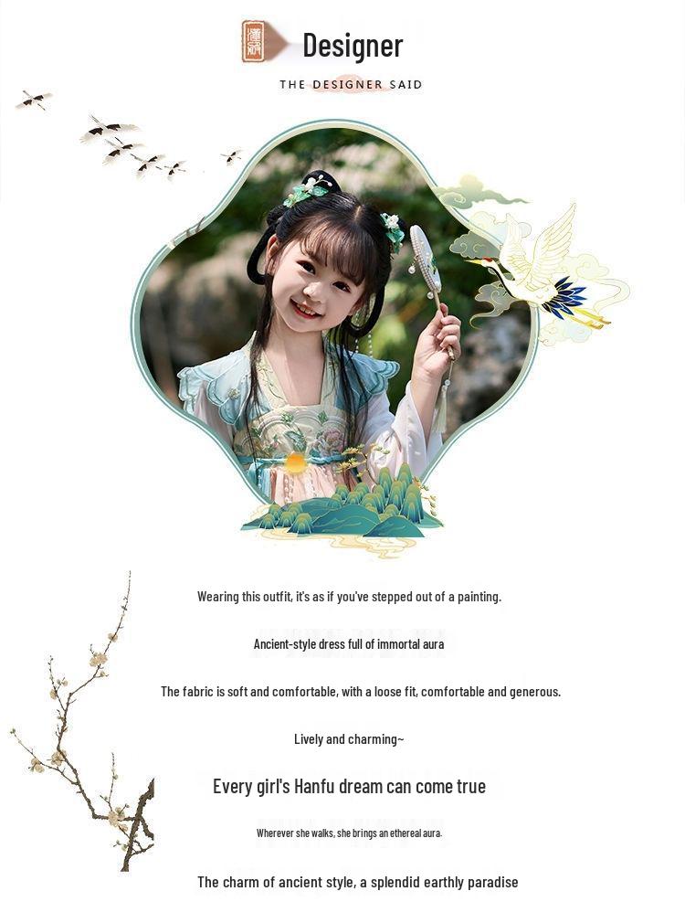 Girls' 2025 Summer Hanfu Fairy Princess Dress – Ancient-Style Ruqun Tang Suit for Little Girls