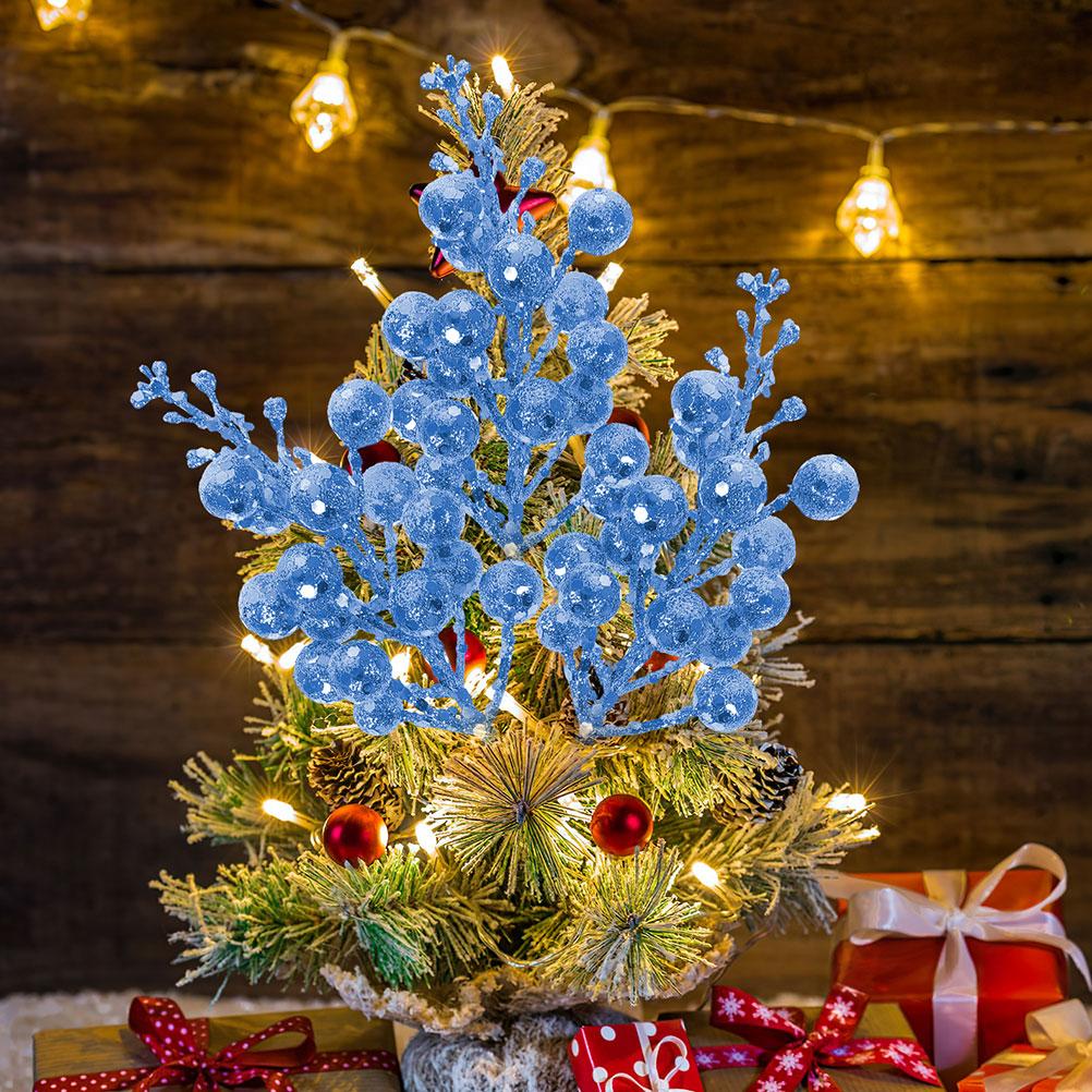 20 Pcs Decorate Christmas Imitation Berries Decorations Decorative Glitter Sticks Foam Tree