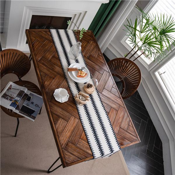 Table Flag Green Solid Woven Natural Material American Holiday Hemp Rope Dinner Mat Tableware Mat Tassel Bowl Mat