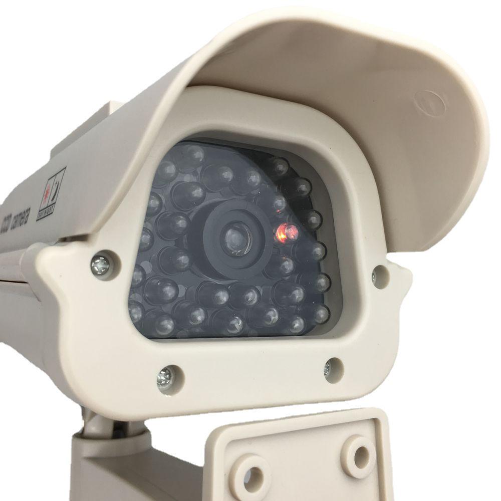 White Solar-Powered Fake Surveillance Camera for Indoor/Outdoor Use