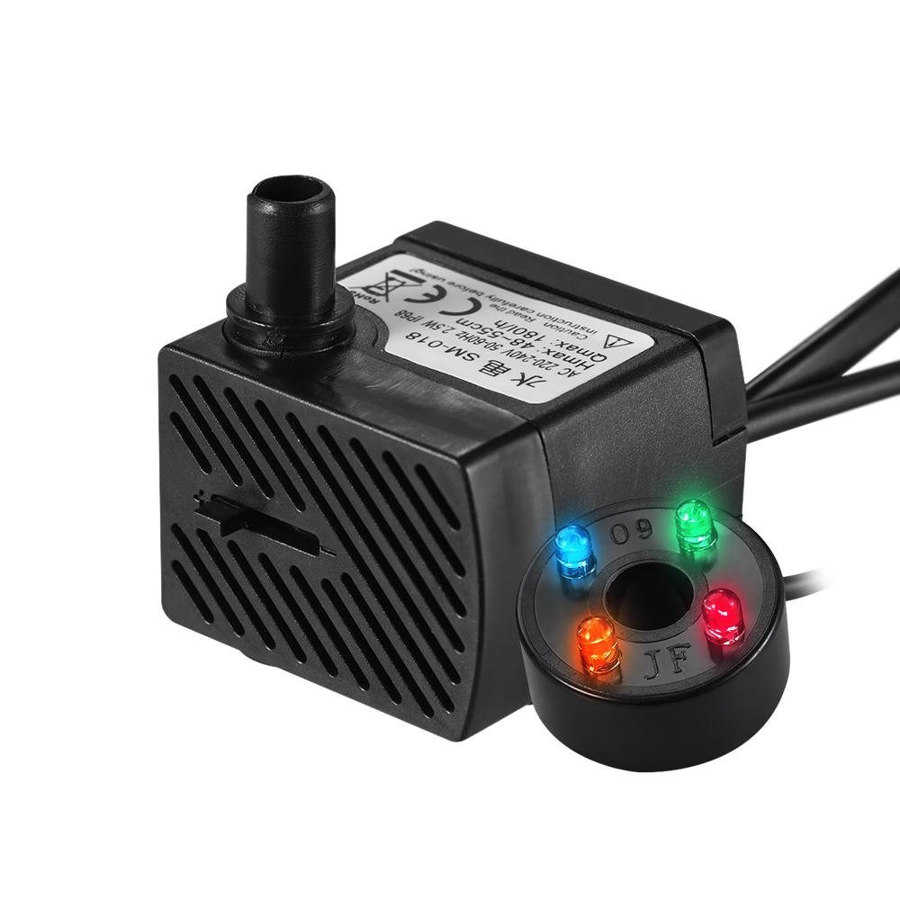 180L/H 2.5W Submersible Water Pump with 4 LED Light Ultra Quiet for Pond Aquarium Fish Tank Tableto
