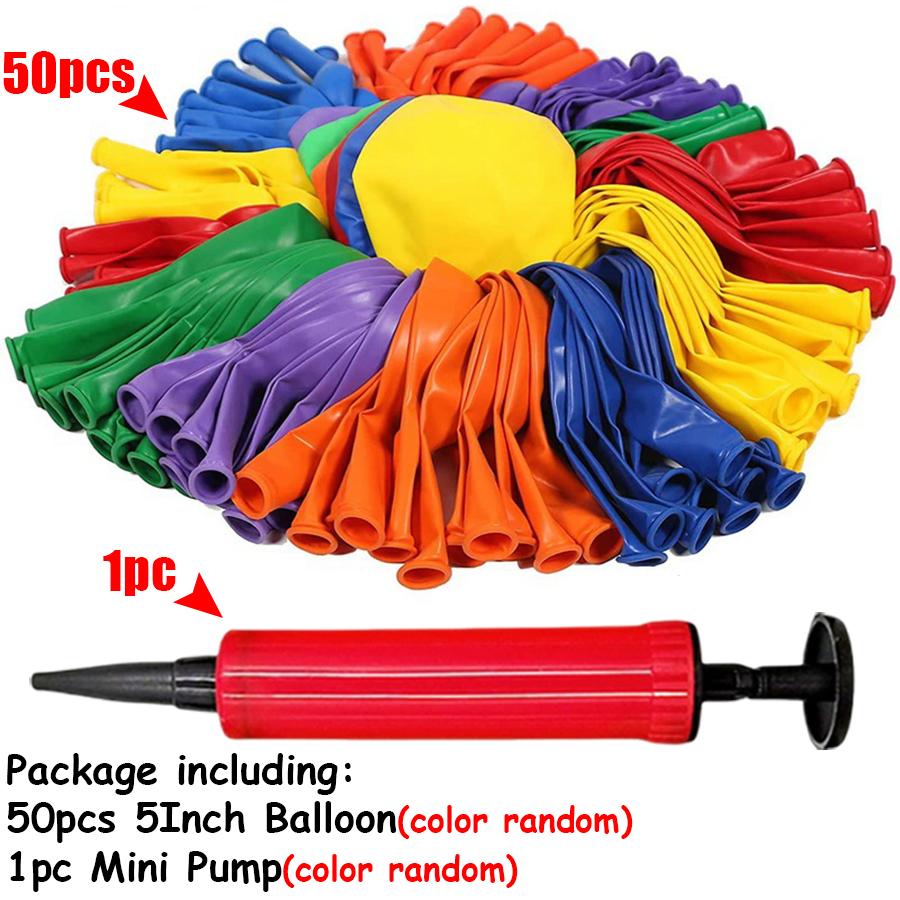 

50Pcs 5inch Latex Balloons & Mini Hand Pump Color Small Balloons for Birthday Party Decorations Baby Shower Wedding & DIY Crafts 5inch
