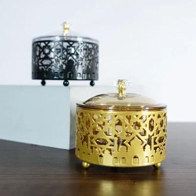 Snacks Food Tray Ramadan Plate Decorative Middle East Muslim Metal Castle Kitchen Organizer Storage Containers Eid Mubarak Gifts