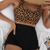 Costume da bagno europeo e americano da donna multicolore con stampa leopardata a vita alta ad angolo piatto con coulisse e stampa divisa Bikini Costume da bagno