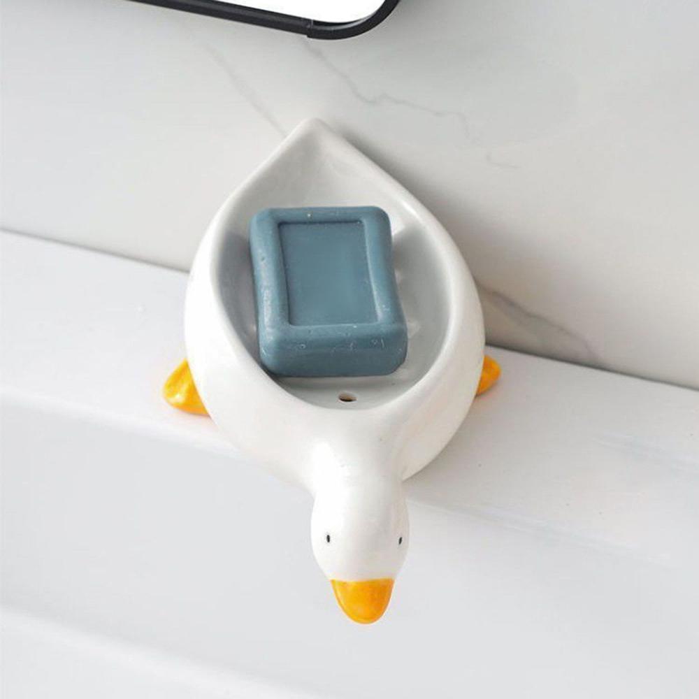 

Мыльница с рисунком, впитывающий стол, без отверстий, без стоячей воды, мыльница с утками, бытовые товары для ванной комнаты белый